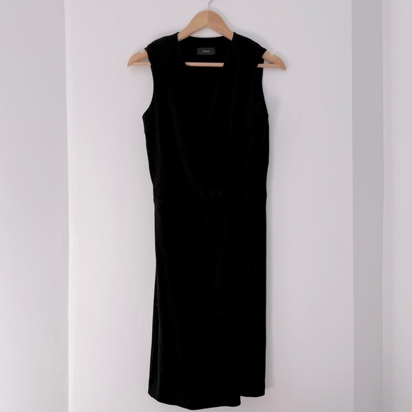 Joseph black crepe Stellina wrap front sleeveless dress - size 38 (US 6) - Picture 4 of 8